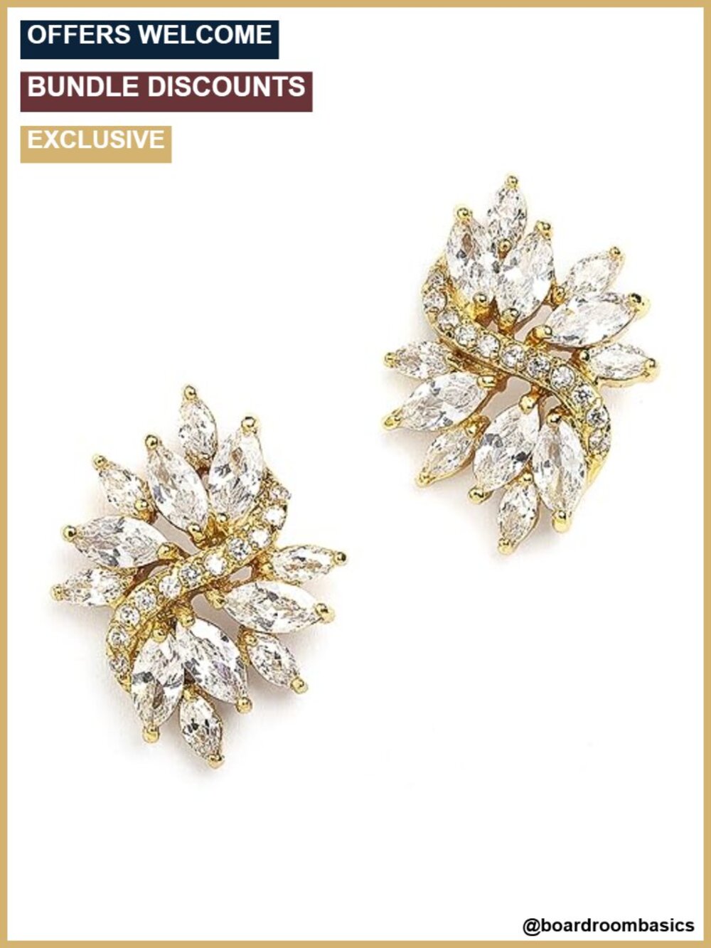 14K Gold Plated Cubic Zirconia Bridal Earrings Cluster Drop Dangle